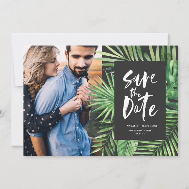 Save The Date Photographie de feuille de palme tropicale et de f (Devant)