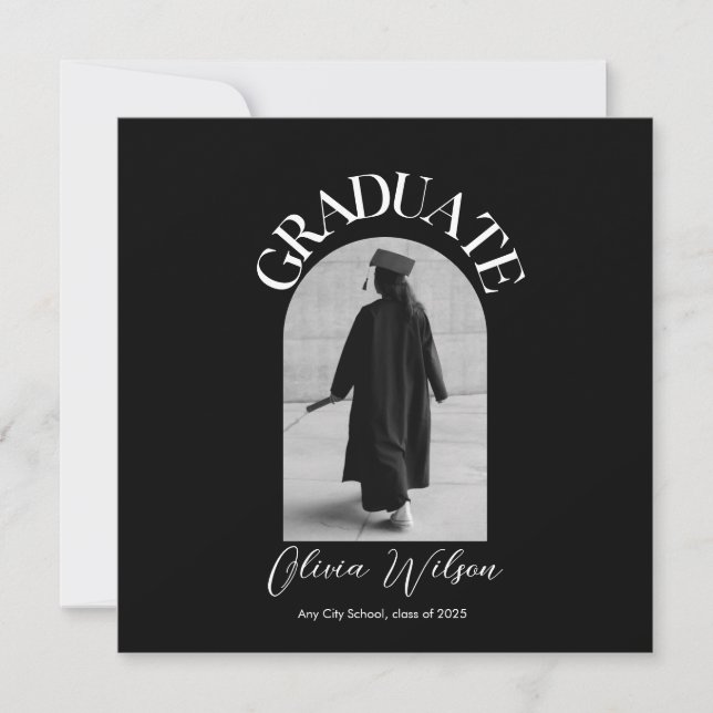 Save The Date Photographie de graduation moderne en noir et blan (Devant)