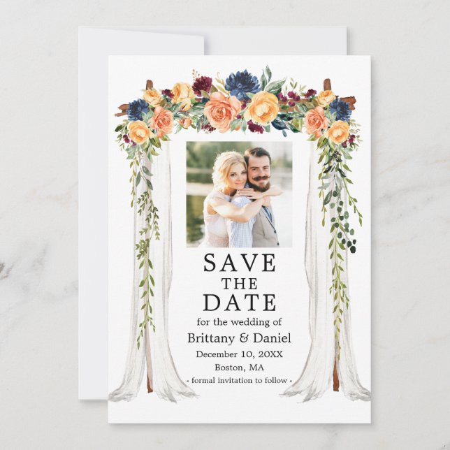 Save The Date Photographie de la verrière de mariage florale mix (Devant)