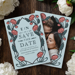 Save The Date Photographie de mariage Art nouveau à la pivoine r