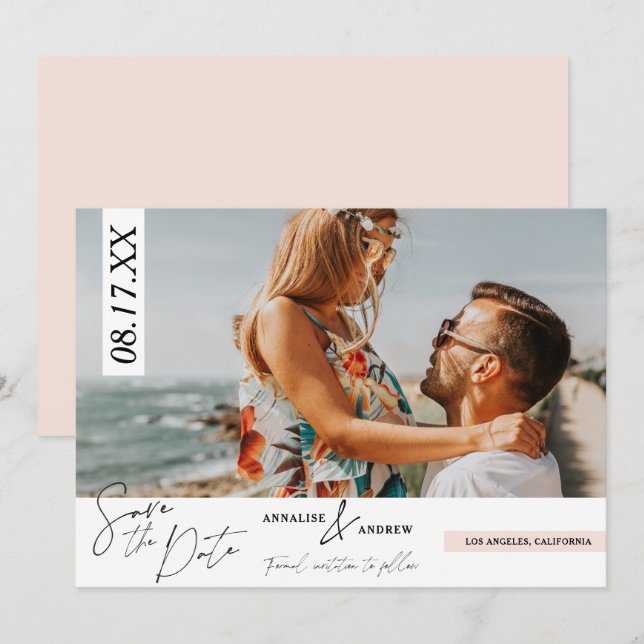 Save The Date Photographie décontractée moderne de brouillard en (Devant / Derrière)