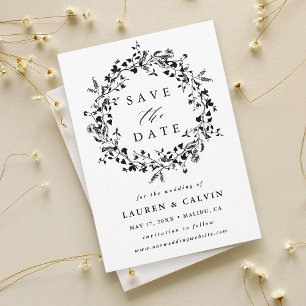 Save The Date Photographie du Fleur sauvage Boho moderne noir et