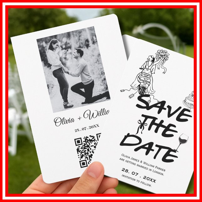Save The Date Photographie du Mariage du code QR Whimsical Funky (Créateur téléchargé)