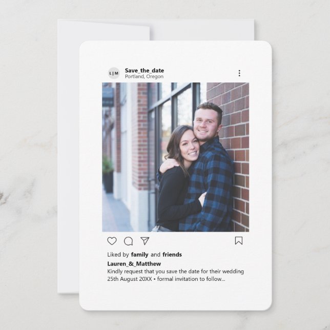 Save The Date Photographie Personnalisée Moderne Coin Arrondi In (Devant)