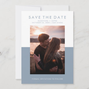 Save The Date Photos bleu et blanc Dusty minimal Enregistrer la 