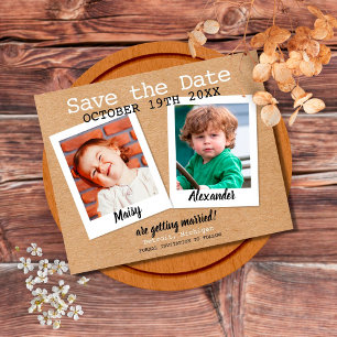 Save The Date Photos d'enfance rustiques, réservez la date