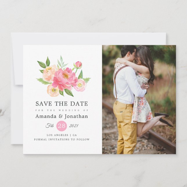 Save The Date Photos du Mariage de l'aquarelle de printemps (Devant)