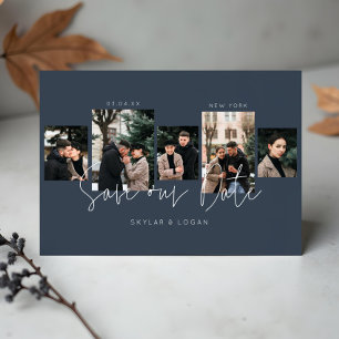 Save The Date Photos miniatures modernes Collage bleu