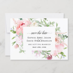 Save The Date Pies blanches roses Bloom Mariage Calligraphie