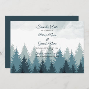 Save The Date Pine Arbre Aquarelle Forêt Mariage rustique