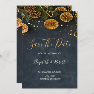 Save The Date Pine Cônes, Étoiles Enregistrer La Date