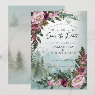Save The Date Pine Mountain Forest Bourgogne Dusty Rose