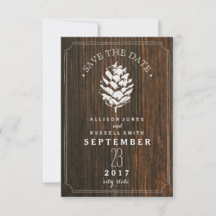 Save The Date Pinecone Grange mariage en bois Enregistrer la dat