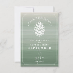 Save The Date Pinecone Vert Aquarelle Mariage Enregistrer La Dat
