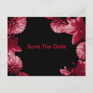 Save The Date pink and Black Announcement Postcard