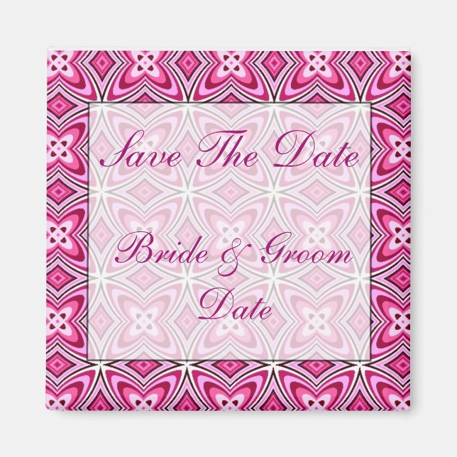 Save the Date PINK AND BLACK Wedding Magnets (Front)