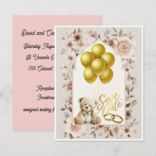 Save The Date Pink and Gold Card