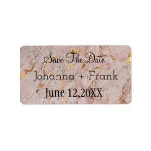Save The Date  Pink and Gold Marble Label