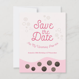 Save The Date Pink Axolotl Bubble Thé Par Thé Fête Anniversaire