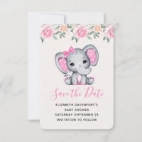 Pink Baby Elephant and Roses Border