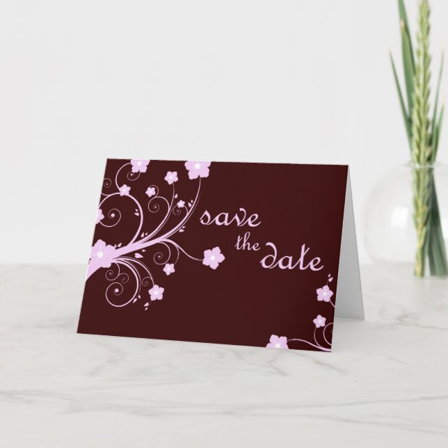 save the date : pink blossoms : announcement (Front)