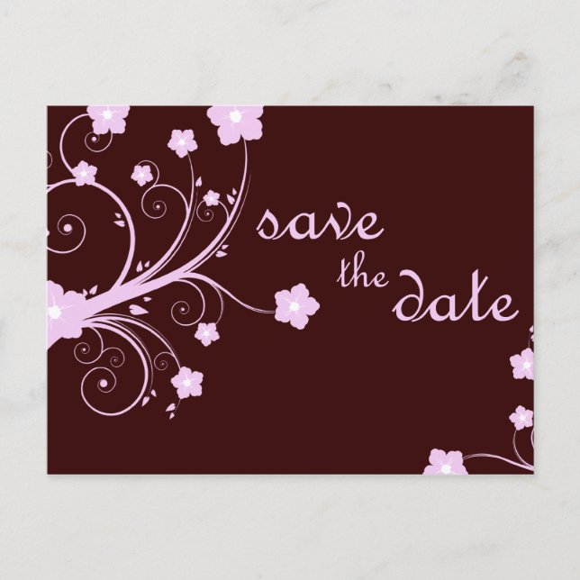save the date : pink blossoms : announcement postcard (Front)