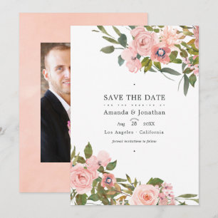 Save The Date Pink et or Rose floral Mariage photo