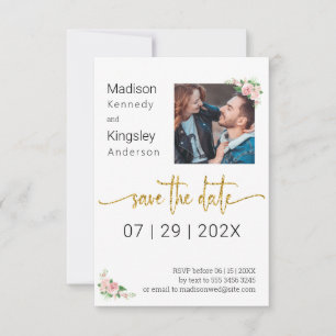 Save the Date Pink Floral Spring Photo