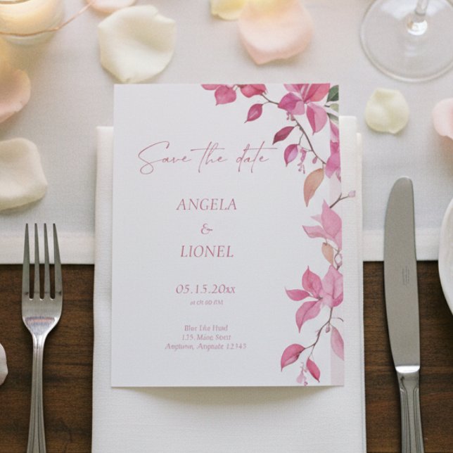 Save The Date Pink Floral Wedding  (Créateur téléchargé)