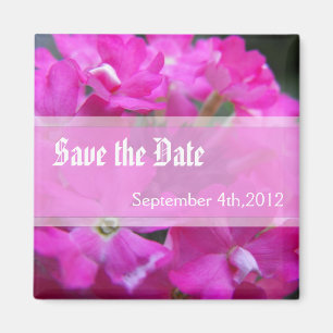 Save the date, pink garden flowers magnet
