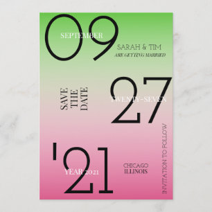 Save The Date - Pink & Green Ombre Invitation