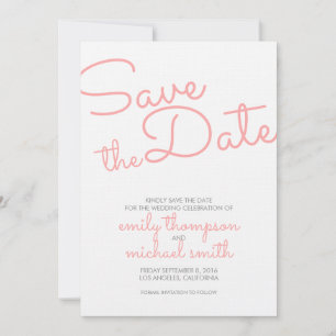 Save The Date Pink Modern Typographie Mariage Enregistrer la dat