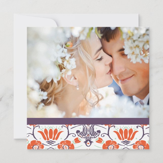 Save The Date Pink Orange Mint Purple Photo moderne Enregistrer  (Devant)