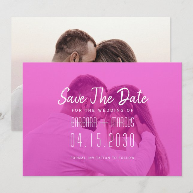 Save The Date Pink Overlay Photo  (Devant / Derrière)