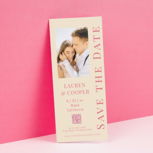 Save The Date Pink QR Code Modern Wedding (Creator Uploaded)
