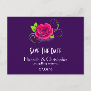 Save The Date Pink Rose Illustration Announcement Postcard