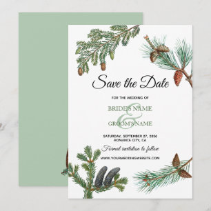 Save The Date Pins rustiques Mariage de verdure forestière