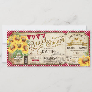 Save The Date Pique-Nique Champêtre Tournesols Fête de Mariage R