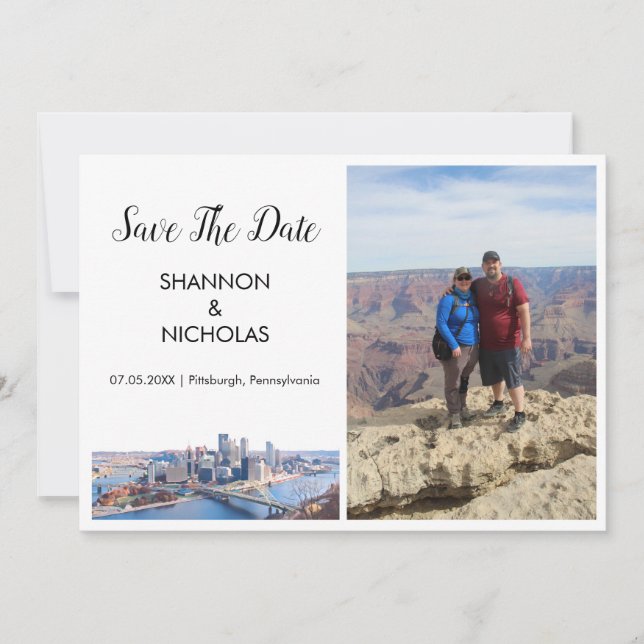 Save The Date Pittsburgh Skyline Fiançailles Photo Enregistrer L (Devant)