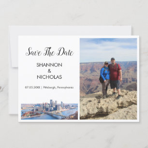 Save The Date Pittsburgh Skyline Fiançailles Photo Enregistrer L