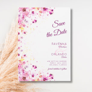 Save The Date Pivoine Rose Fleur d'Ornement Romantique Mariage A