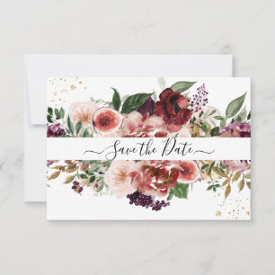 Save The Date PixDezines Aquarelle Marsala Rouge Automne Aimer E