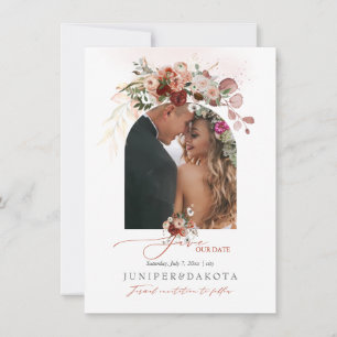 Save The Date PixDezines Aquarelle Rouge Marsala Automne Amour S