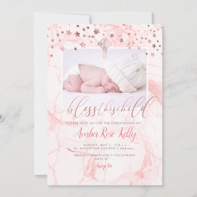Save The Date PixDezines BÉNÉFICIE CET ENFANT, FAUX OR ROSE (Devant)