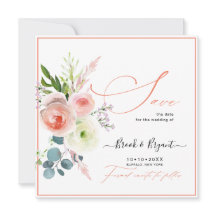 PixDezines Bleu Pink Peonies Enregistrer La Date