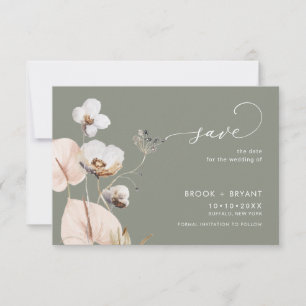 Save The Date PixDezines Boho H2 Fleurs sauvages Sage