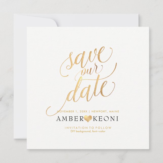 Save The Date PixDezines Enregistrer la date/Faux Gold/do-it-you (Devant)