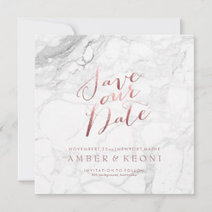 Save The Date PixDezines Enregistrer la date Faux Rose Gold+Marb