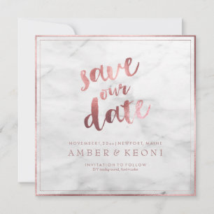 Save The Date PixDezines Enregistrer la date Faux Rose Gold+Marb