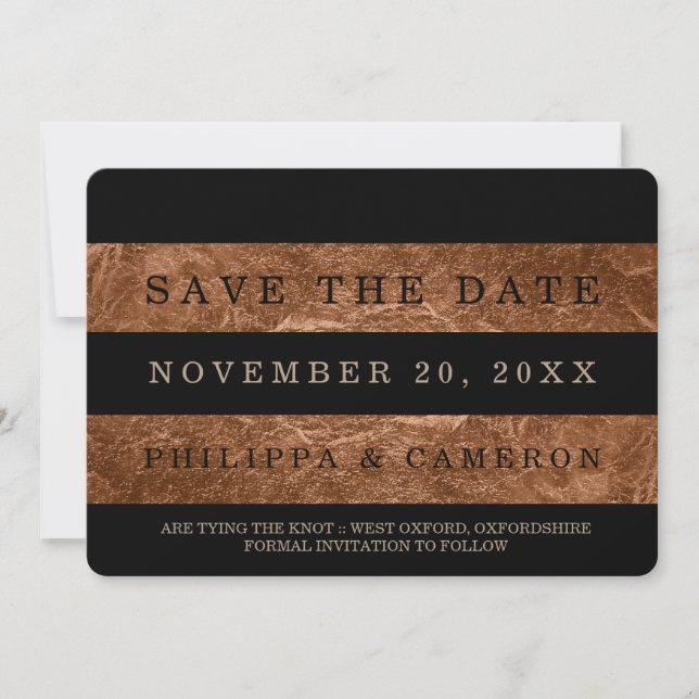 Save The Date PixDezines faux bandes de feuille de cuivre enregi (Devant)